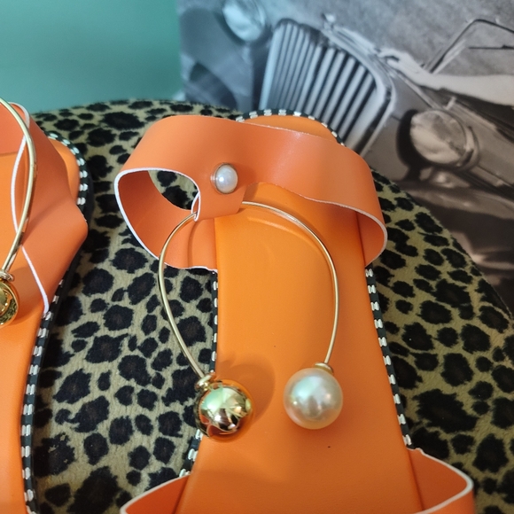 Open Toe Orange Sandal With Jewerly Accent for the ankle - Great Style & Color - Picture 4 of 5